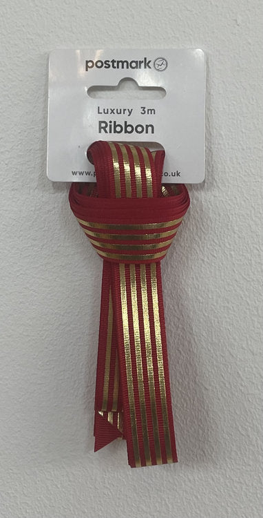 Cole Fabrics - Gold Stripe 3m Ribbon - Red– Postmark