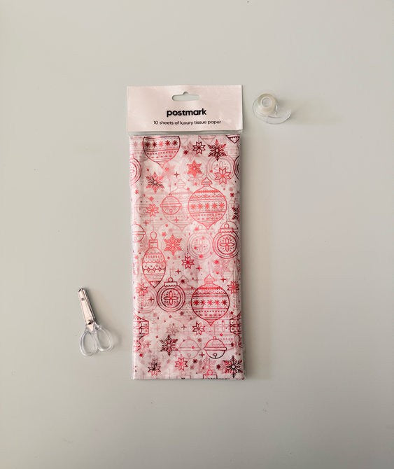 Postmark Tissue Paper - Red Foil Baubles